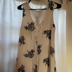 White Romper with Blue Flowered Print